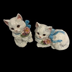 Pair of Vintage Lefton Ceramic Cat Figurines Kitschy Collectibles
